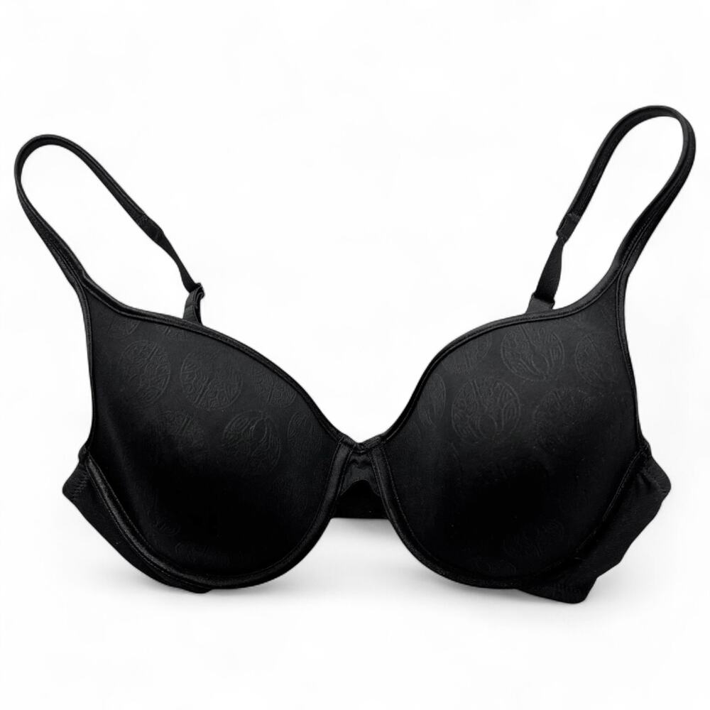 Natori : Black Tonal Logo Underwire Contour Bra Adjustable Padded : 36D